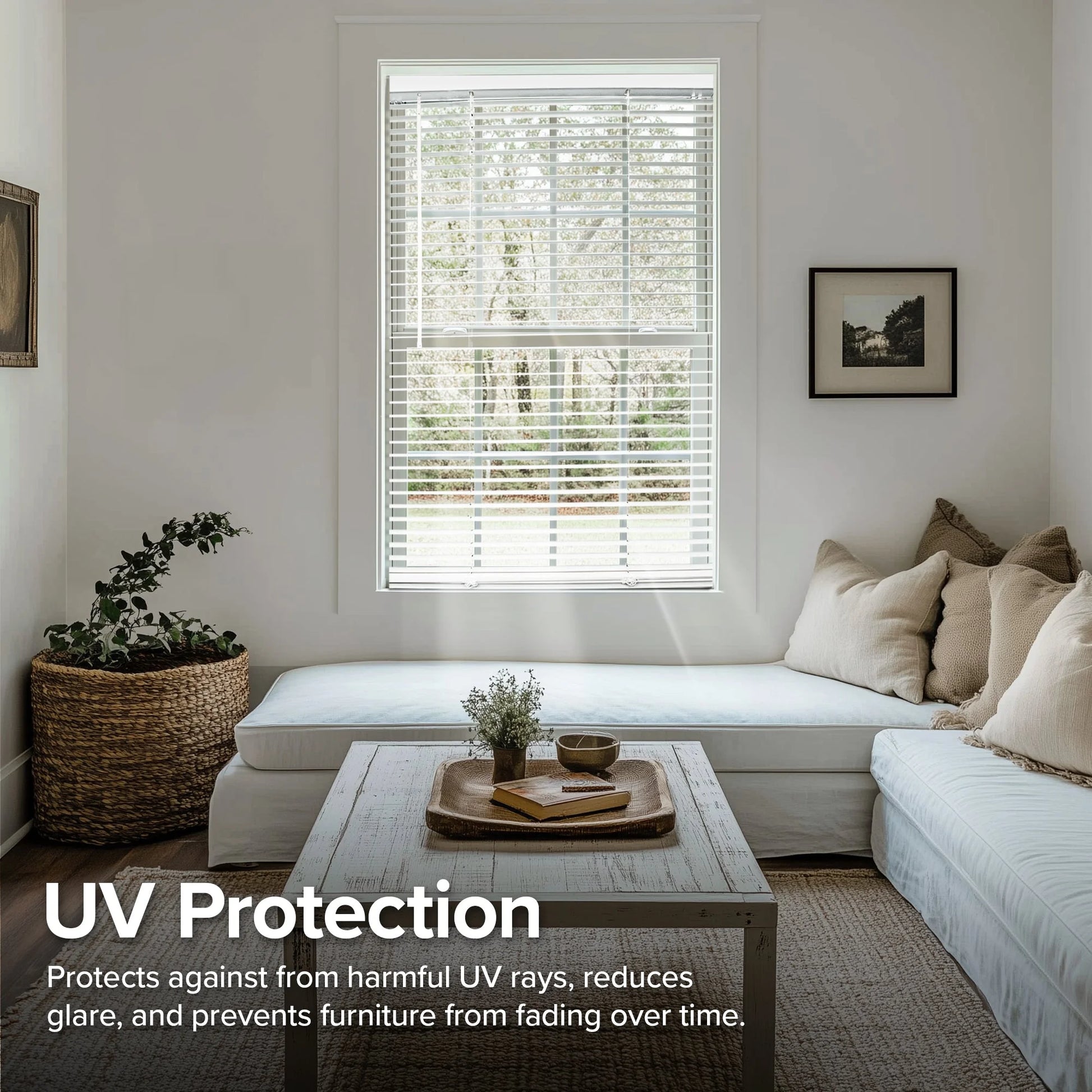 Cordless 1" Vinyl Mini Window Blinds Midnight White Blackout 43.5"W X 84"H