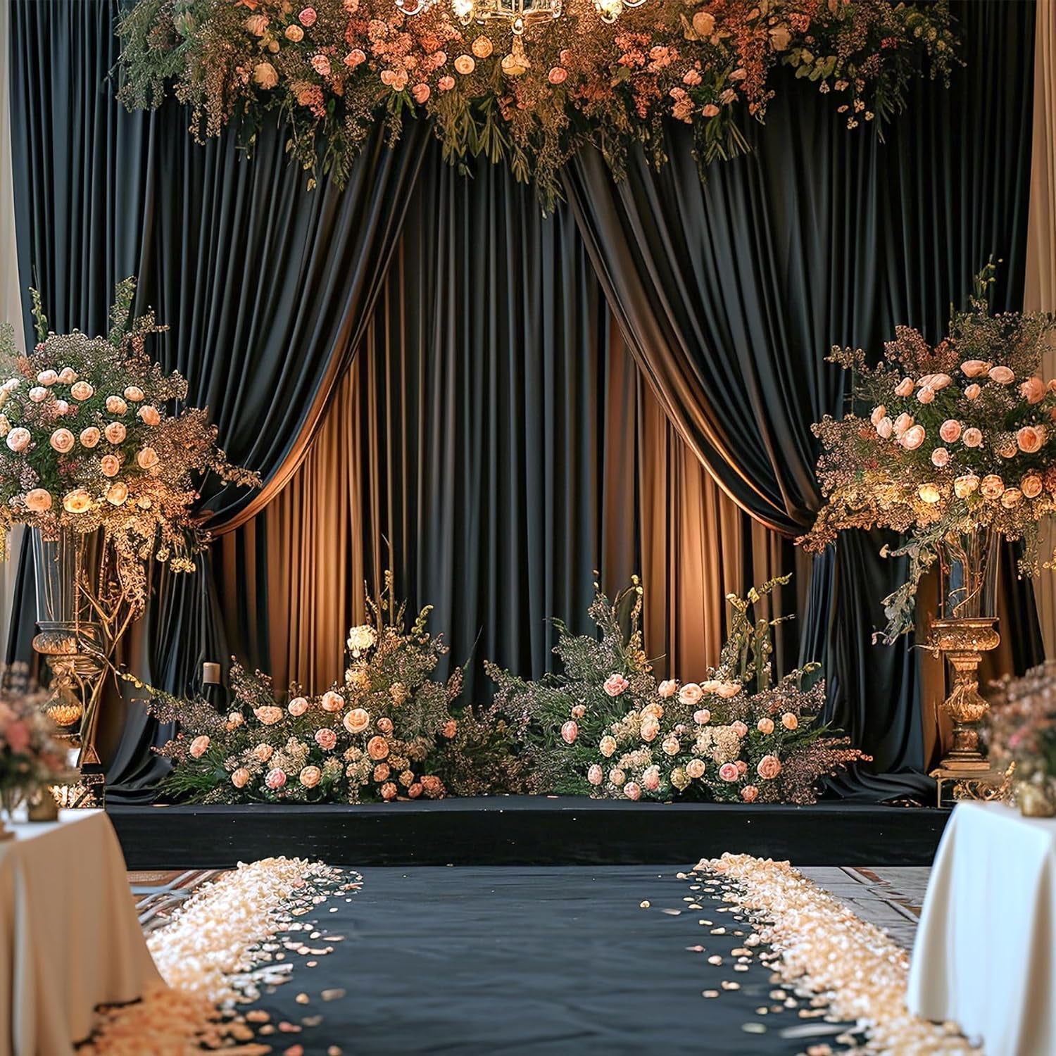 10Ft X 7Ft Black Backdrop Curtain for Parties Black Wrinkle Free Backdrop Drapes Panels for Birthday Party Wedding Photo Photography Polyester Fabric Background Decoration