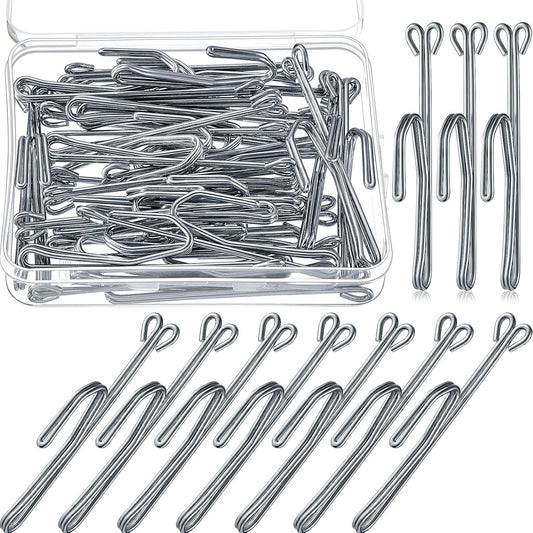 30 Pieces Slip on Drapery Hooks Metal Pins Stainless Steel Drapery Pins and Hook Door Curtain Hangers for Window Door Curtain and Bathroom (Silver)