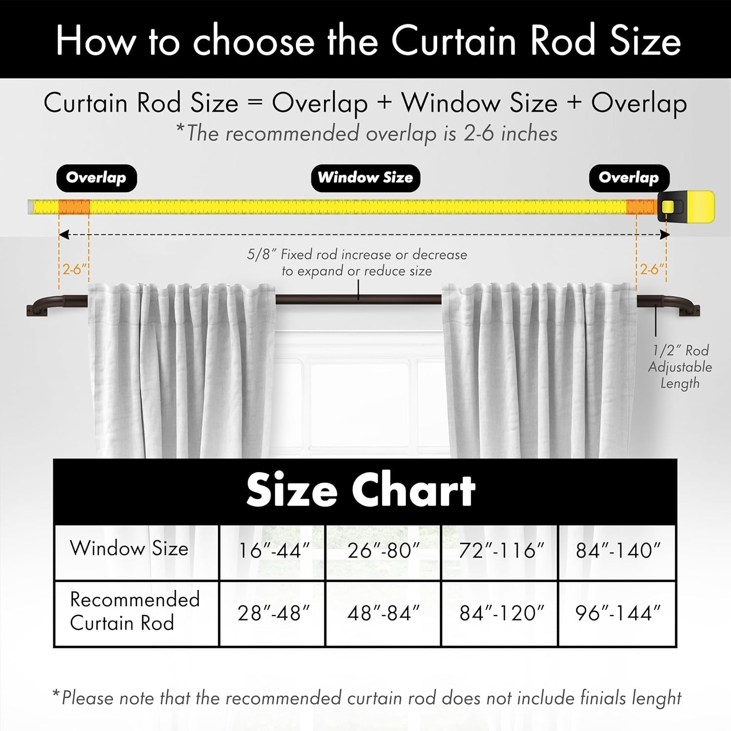 1-Inch Diameter Wrap around Blackout Curtain Rod, 48-Inch to 84-Inch, Oil-Rubbed Bronze