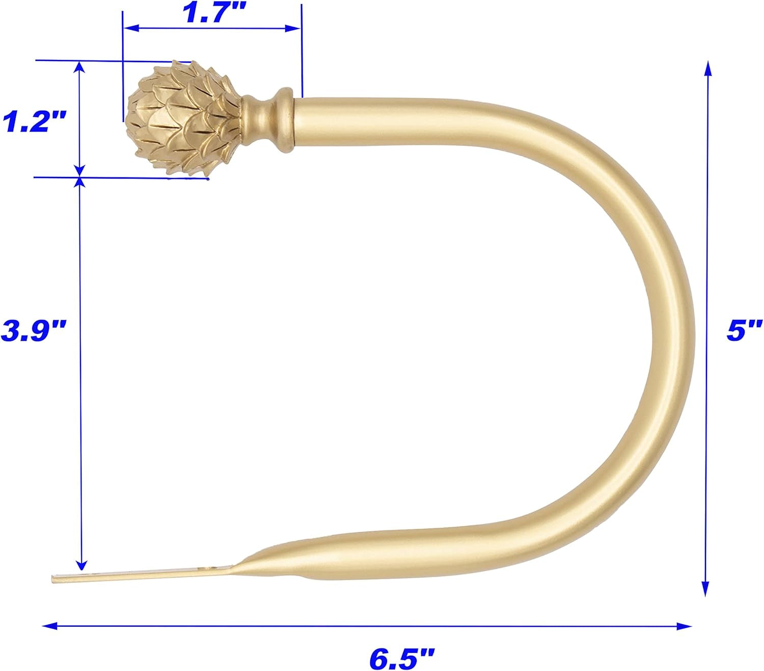 Set of 2 Decorative Artichoke Window Curtain Holdbacks for Draperies, Royal Gold