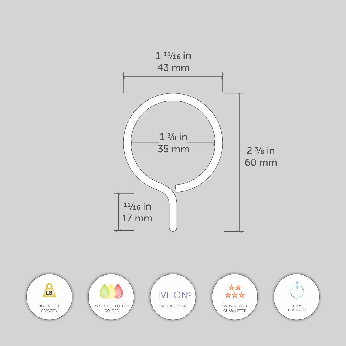 Drapery Eyelet Curtain Rings - 1.7" Ring for Curtain Hook Pins, Set of 14 - Warm Gold