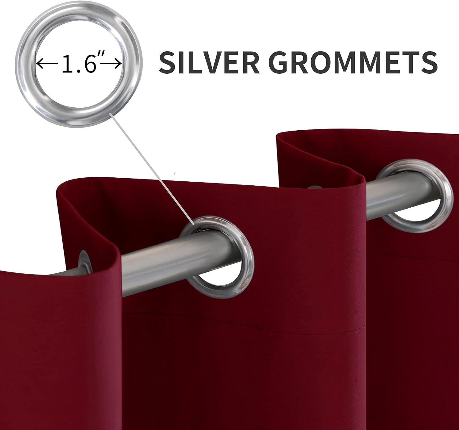 100% Blackout Curtains Thermal Insulated Solid Grommet Curtains/Drapes/Shades for Bedroom Living Room 2 Panels, 52" X 84", Burgundy Red
