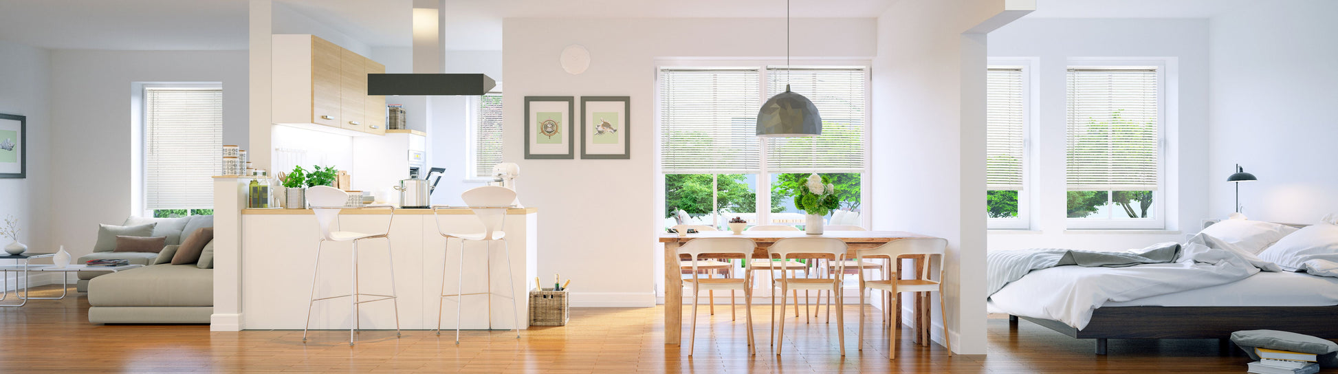 Cordless 1-Inch Vinyl Mini Window Blinds, Gloss White (Room Darkening) 30"W X 48"H