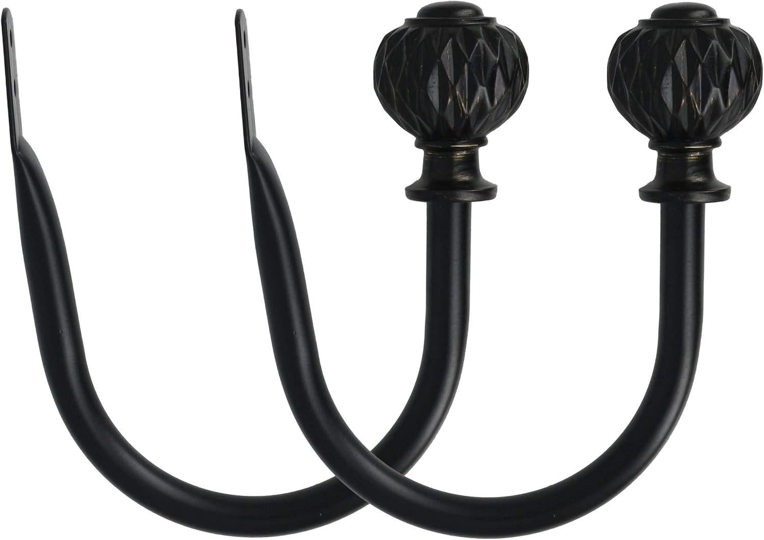 Set of 2 Decorative Castani Window Curtain Holdbacks for Draperies, Black