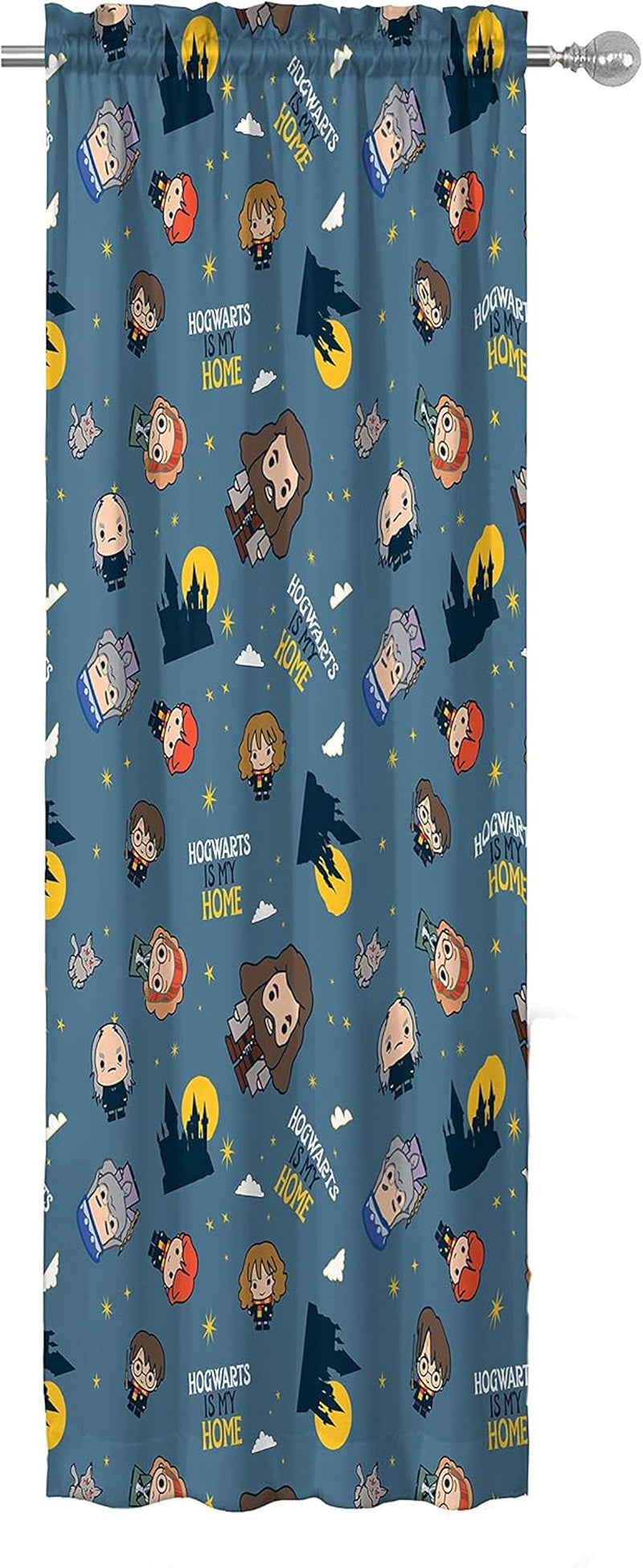 Kids Window Drapes - 4 Piece Curtain Set Includes 2 Tiebacks, Beautiful Bedding Room Décor and Easy Set Up, Gray - Harry Potter, 63 Inch