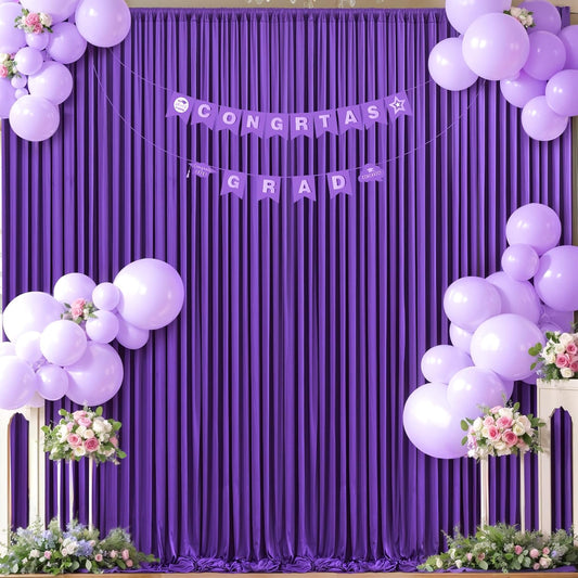 10Ft X 7Ft Purple Backdrop Curtain for Parties Purple Wrinkle Free Backdrop Drapes Panels for Wedding Birthday Party Baby Shower Photo Photography Polyester Fabric Background Decoration