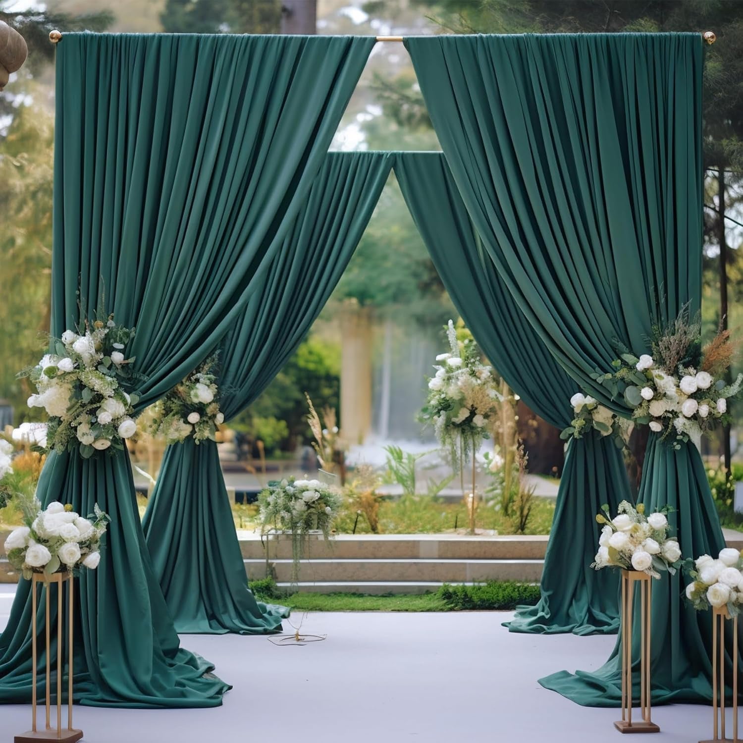 10Ft X 7Ft Hunter Green Backdrop Curtain for Parties Dark Green Wrinkle Free Backdrop Drapes Panels for Baby Shower Birthday Party Photo Photography Polyester Fabric Background Decoration