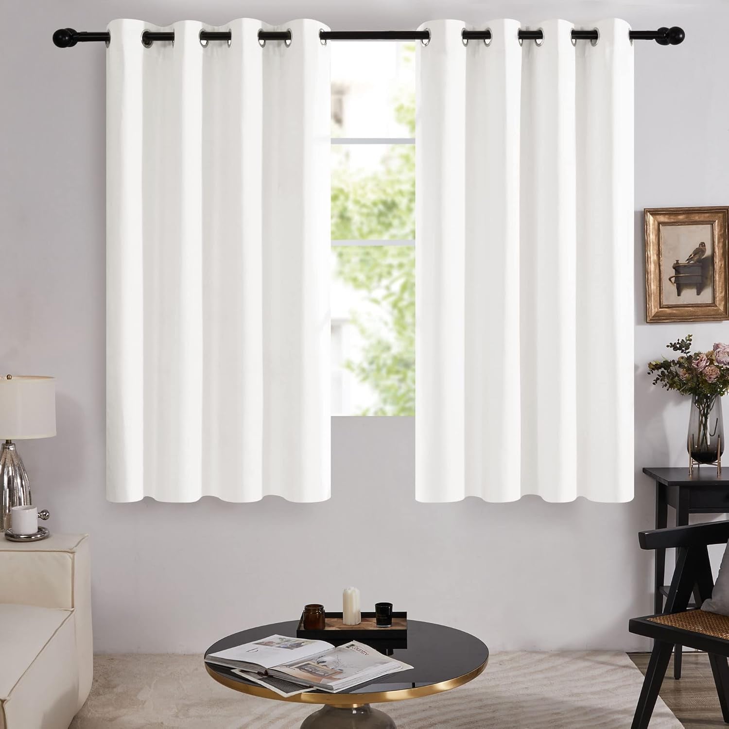100% Blackout Curtains - 2 Layers, Thermal Insulated, Noise-Reducing Drapes - Bedroom, Nursery, Home Theater - Energy-Efficient & Oeko-Tex Certified - Cream, 52W X 54L Inch