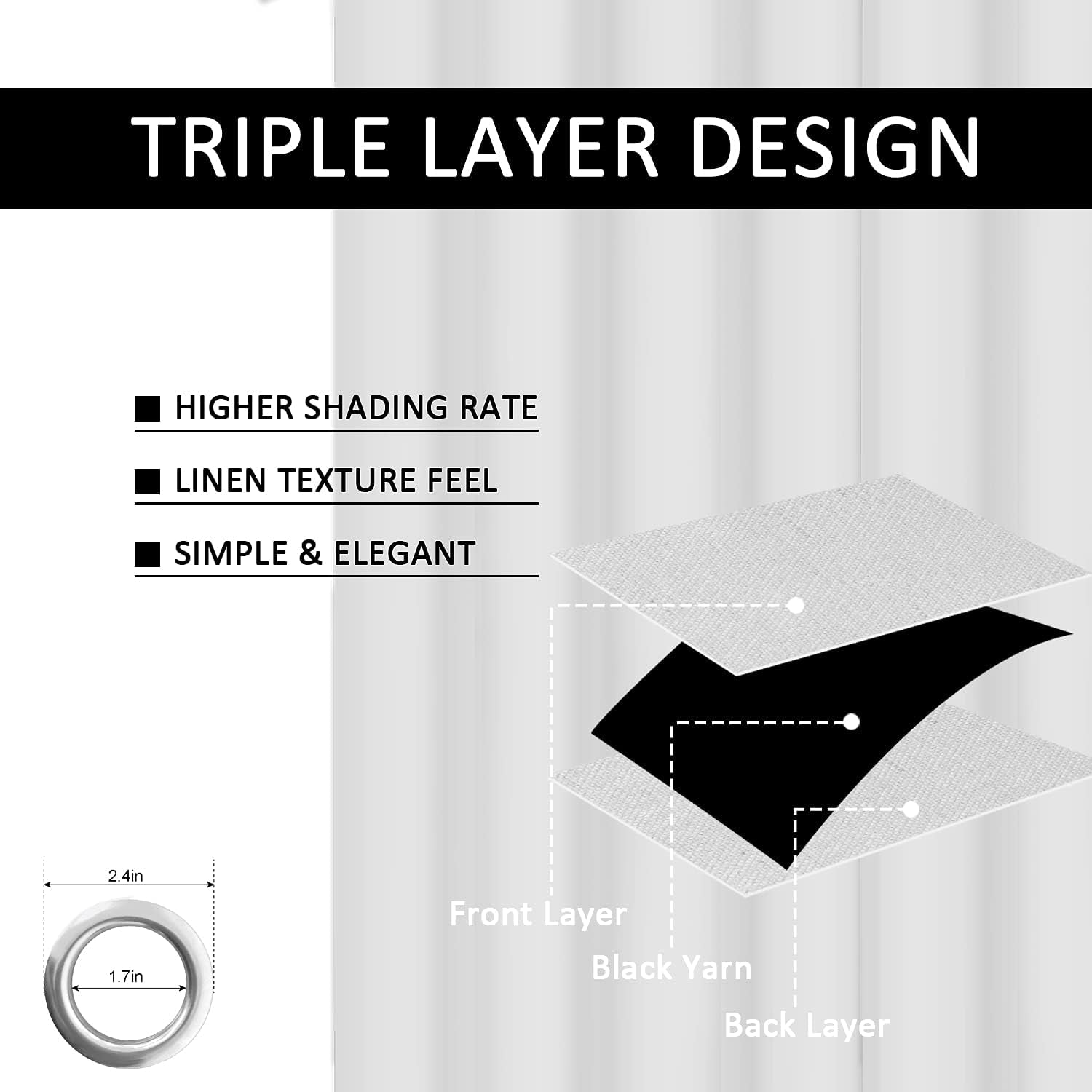 Blackout Curtains for Bedroom, Room Darkening Curtains Drapes 2 Panels Extra Thick Thermal Insulated Curtain with Grommets for Living Room (42" W X 63" L, White)