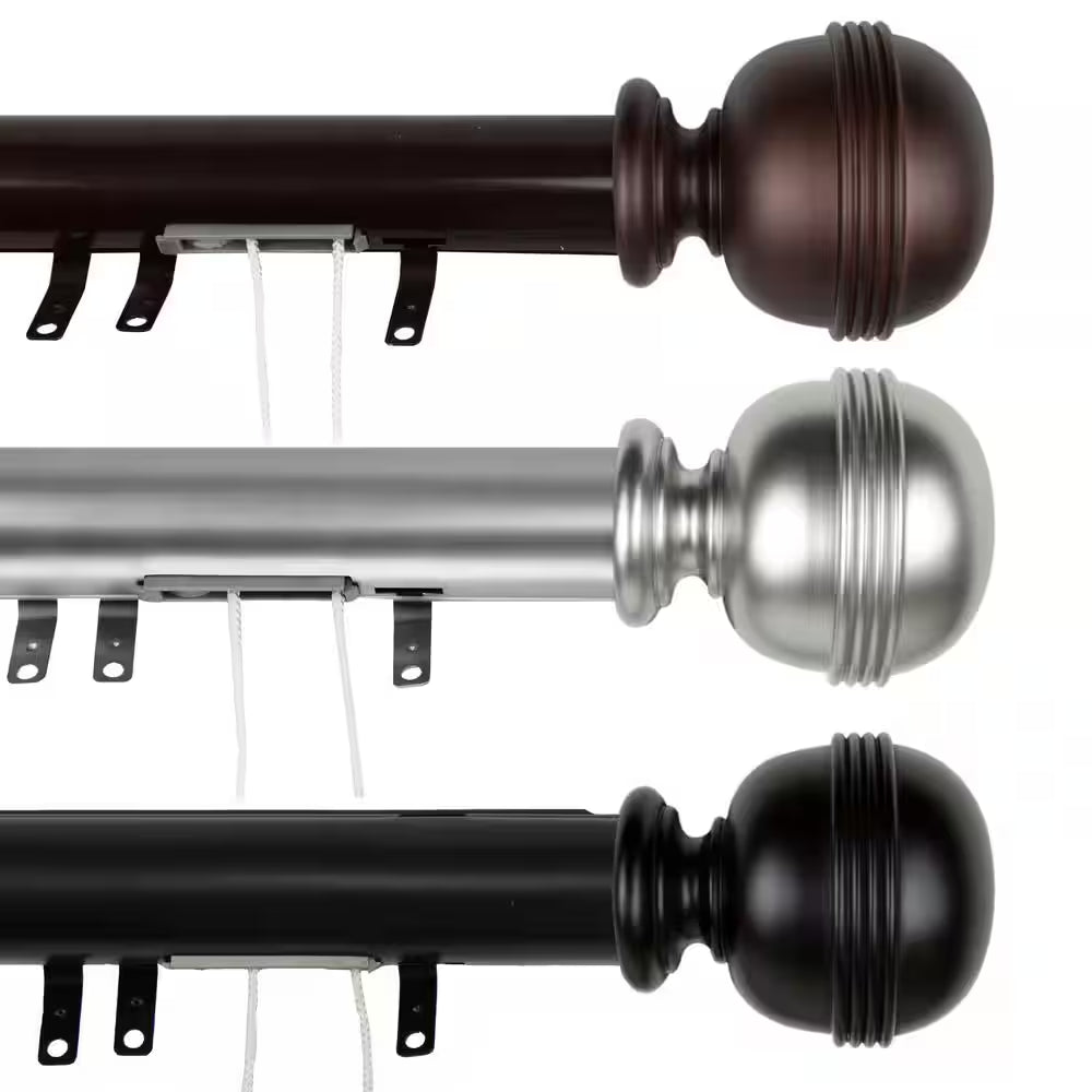 84 In. - 156 In. Jovian Decorative Traverse Rod with Sliders in Black