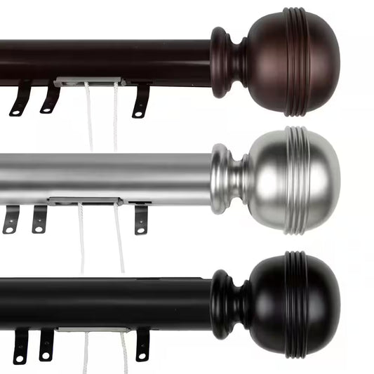 84 In. - 156 In. Jovian Decorative Traverse Rod with Sliders in Black