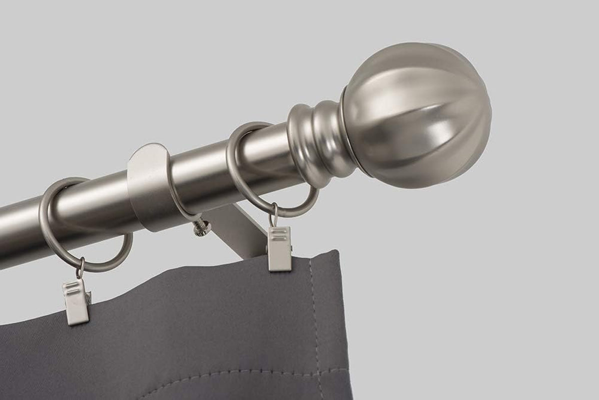 Curtain Rod with Ball Finials - 1 Inch Pole. 28 to 48 Inch. Satin Nickel