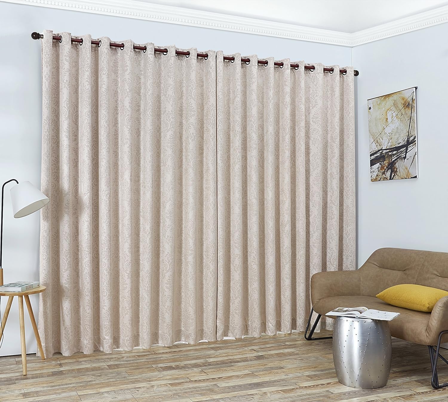 Linen Zone Ivory Beige Extra Wide Curtains for Wall Partition. Sliding Hanging Room Dividers Come as Set of 2 Dividers for Bedroom or Can Be Used as Privacy Screen. (Evelyn 108 X 108 Ivory)