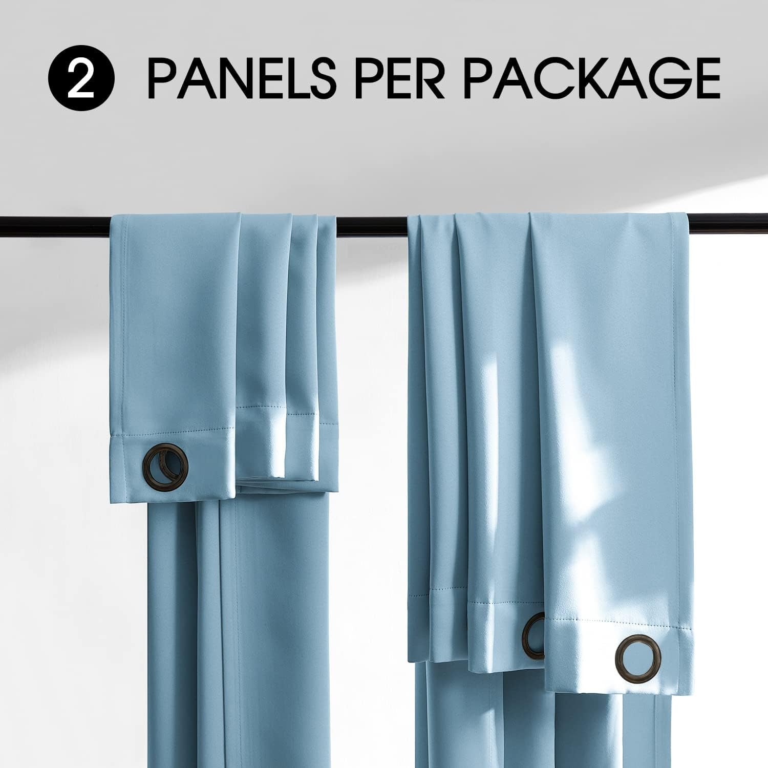 100% Blackout Curtains, Full Shade 90 Inches Long Complete Light Blocking Drapes for Living Room,Thermal Insulated Bedroom Window Treatment Drapes (2 Panels,Haze Blue, 42 X 90 Inch)