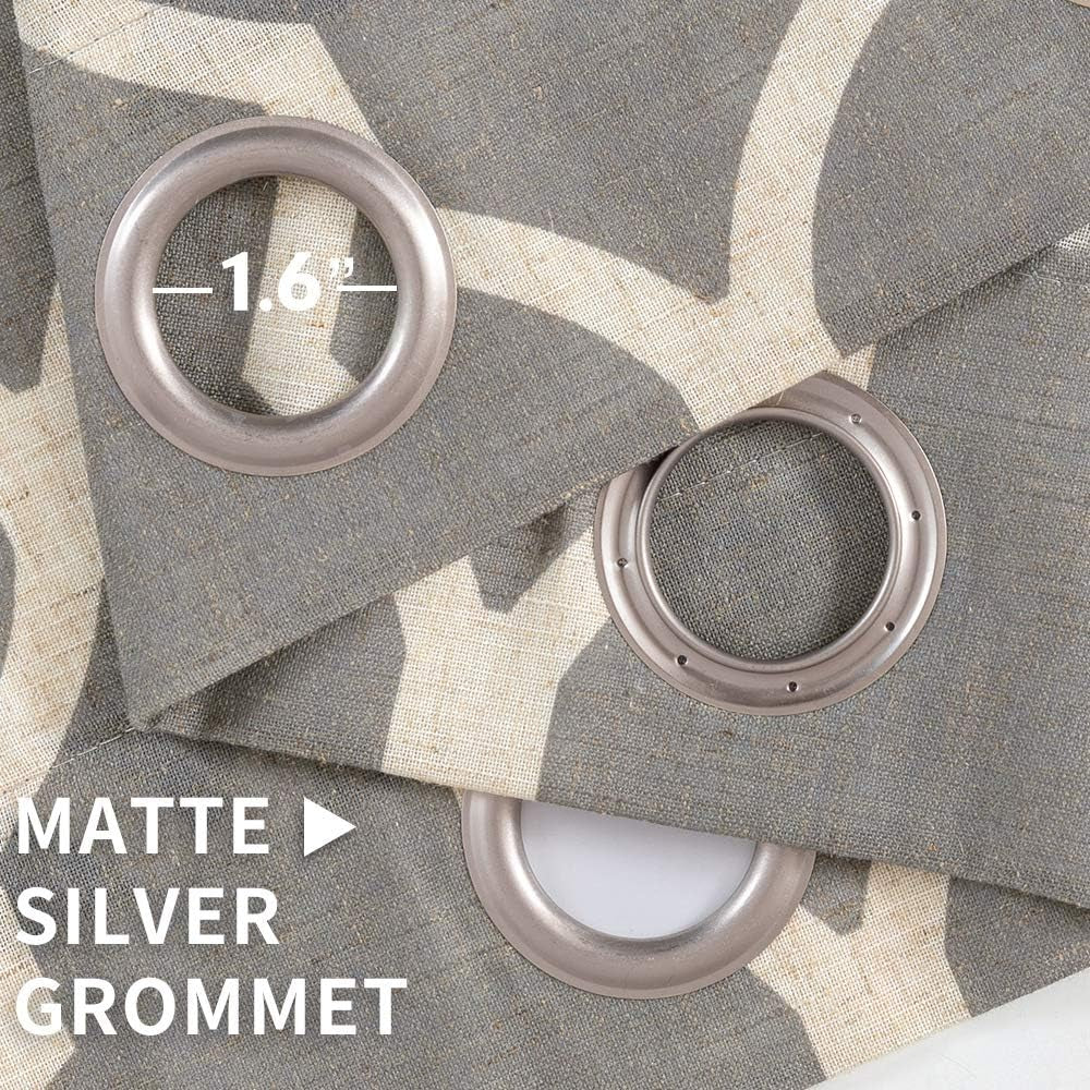 Curtains Charcoal Gray Linen Living Room Drapes Light Filtering Moroccan Tile Print Drapes Bedroom Curtain Flax Textured Geometry Lattice Grommet for Dining Room 84 Inch Length 2 Panels
