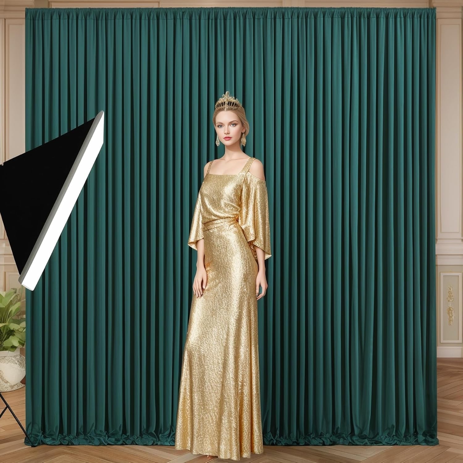 10Ft X 7Ft Hunter Green Backdrop Curtain for Parties Dark Green Wrinkle Free Backdrop Drapes Panels for Baby Shower Birthday Party Photo Photography Polyester Fabric Background Decoration