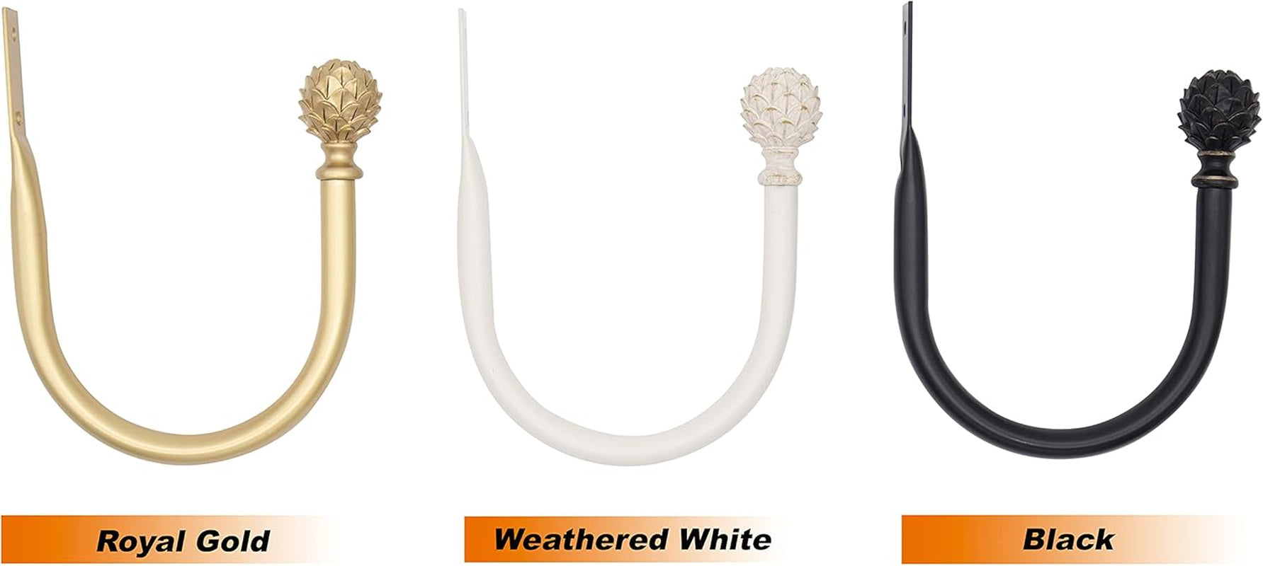 Set of 2 Decorative Artichoke Window Curtain Holdbacks for Draperies, Royal Gold