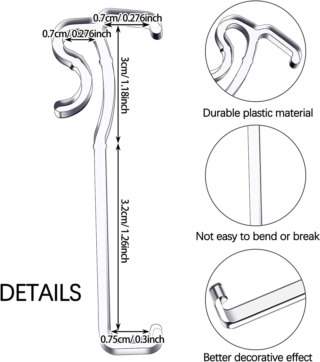 2.5 Inch Window Hidden Valance Blind Clips Clear Plastic Valance Retainer Clips for Horizontal Blind(20 Pieces)