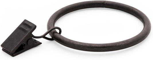 Drapery Curtain Clips with Rings - Set of 14 Decorative Drapery Rings with Strong Clips 2" Diameter - Color Oil Rubbed Bronze (ORB)
