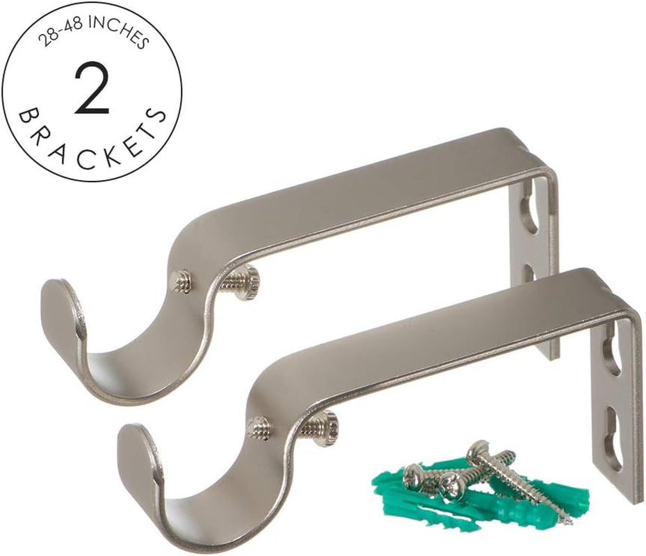 Curtain Rod with Ball Finials - 1 Inch Pole. 28 to 48 Inch. Satin Nickel