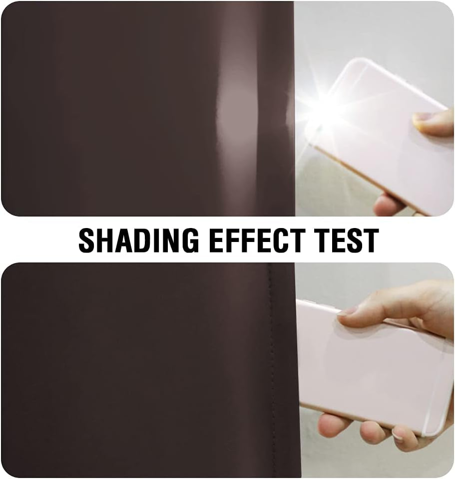 100% Blackout Curtains 84 Inches Long (2 Layers) Full Light Blocking Window Curtain Draperies with Black Liner for Bedroom Thermal Insulated Soft Thick Silky Grommet 2 Panels, Brown