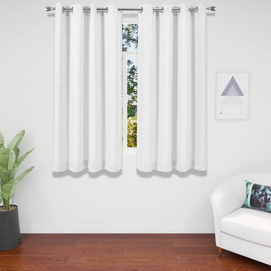 Blackout Curtains for Bedroom, Room Darkening Curtains Drapes 2 Panels Extra Thick Thermal Insulated Curtain with Grommets for Living Room (42" W X 63" L, White)
