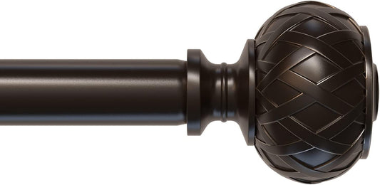 Curtain Rods for Windows 28 to 48 Inches, 3/4 Single Rods with Netted Texture Finials Bronze