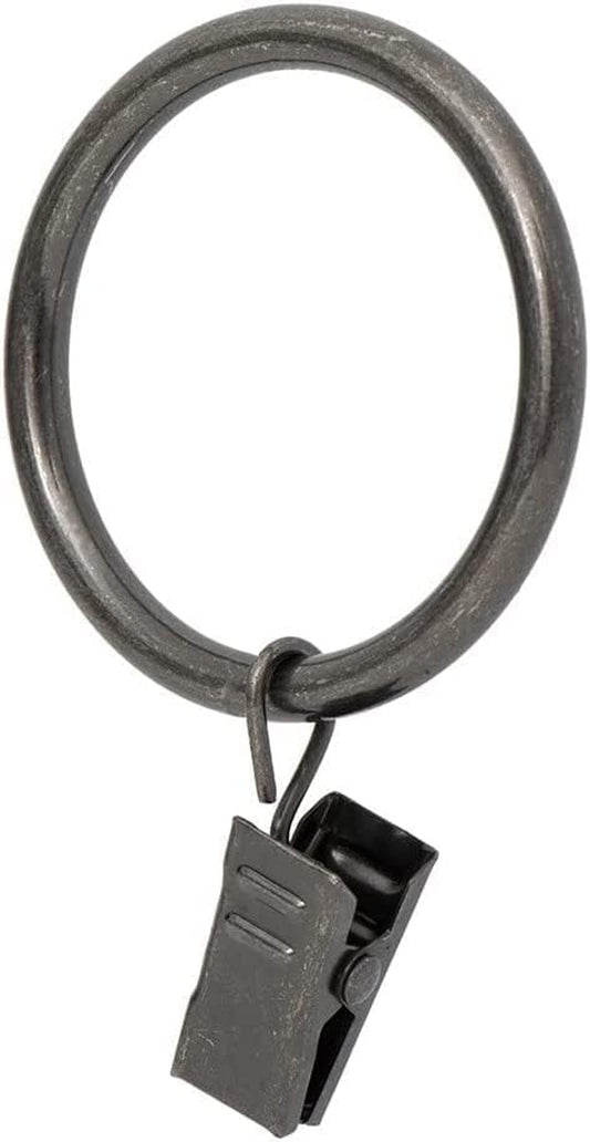 Drapery Curtain Clip Rings - Clips Ring for Curtain Panels 1.7", Set of 14 - Pewter