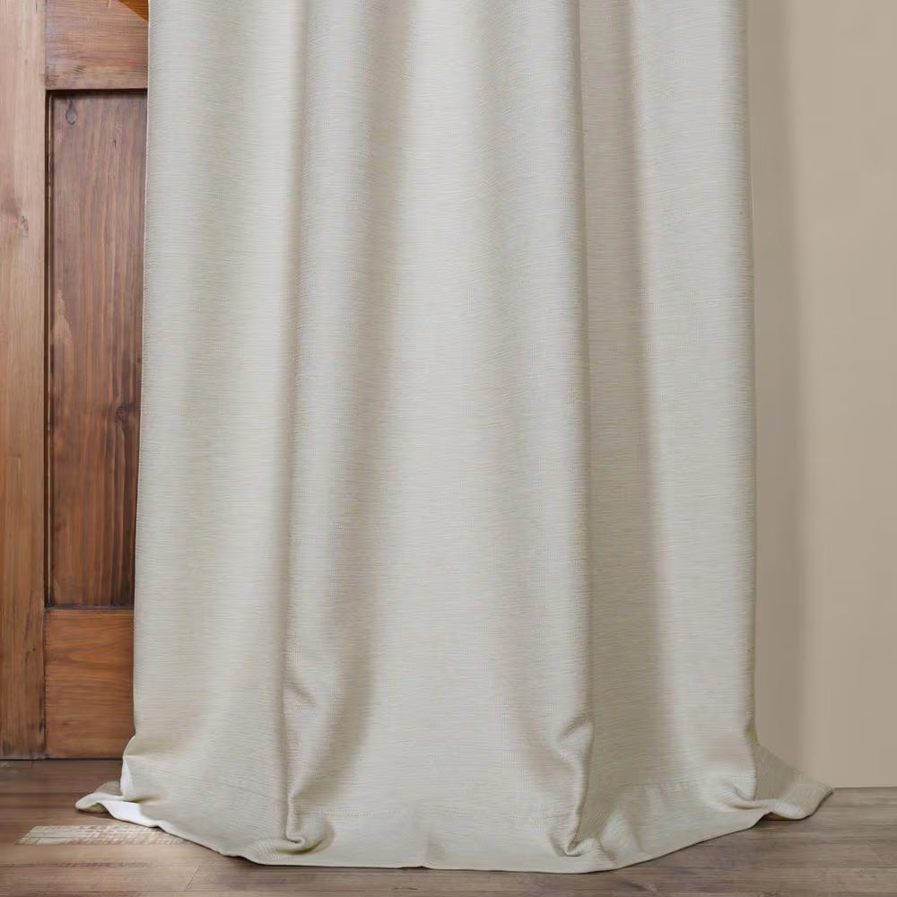 Oat Cream Grommet Bellino Textured Faux Linen Room Darkening Curtains for Bedroom (1-Panel), 50 In. W X 108 In. L