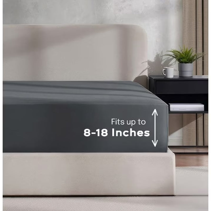Queen Sheets Set, 1800 Series 4 Piece Deep Pocket Sheets, 100% Soft Microfiber Bed Sheets Set, Gray