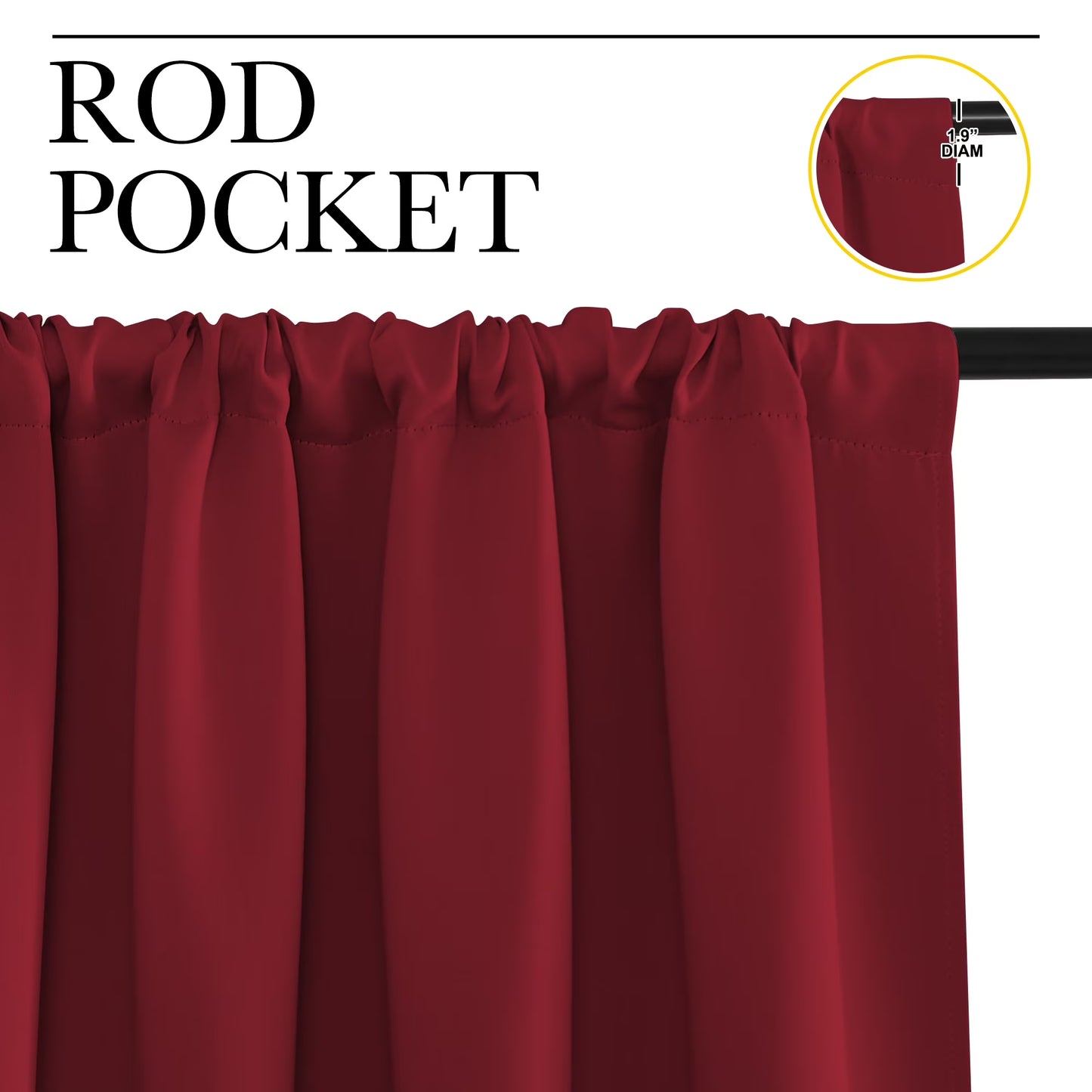 Red Blackout Curtains Rod Pocket Curtains Panels Thermal Insulated Curtains for Bedroom 62X63 Inch 2 Panels