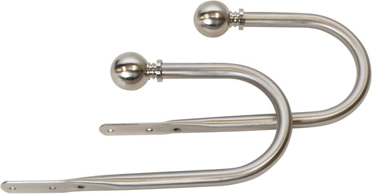Set of 2 Decorative Satin Nickel Ball End Window Curtain Holdbacks for Draperies