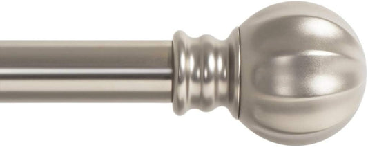 Curtain Rod with Ball Finials - 1 Inch Pole. 28 to 48 Inch. Satin Nickel