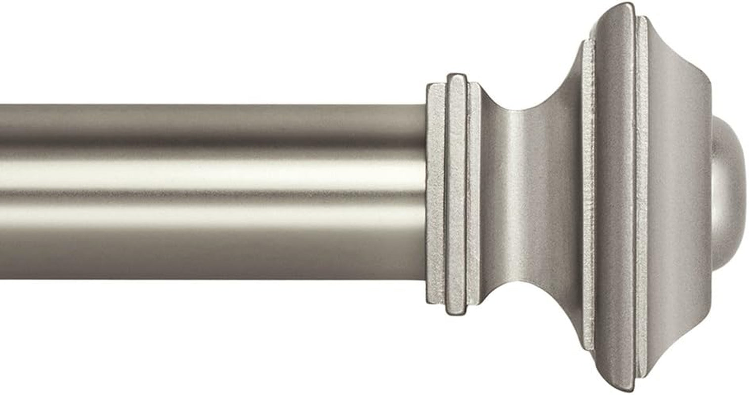 Drapery Treatment Window Curtain Rod - Square Design 1 1/8 Rod. 28 to 48 Inch. Satin Nickel