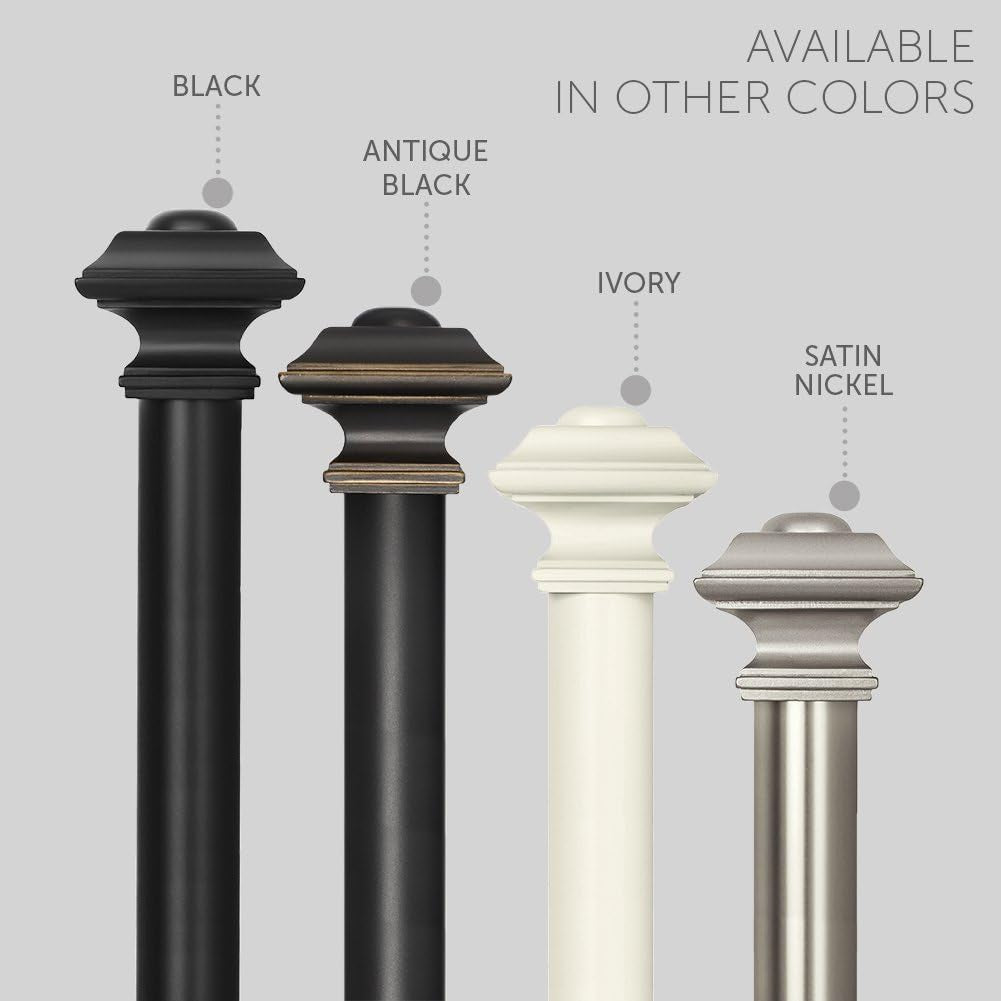 Drapery Treatment Window Curtain Rod - Square Design 1 1/8 Rod. 28 to 48 Inch. Satin Nickel