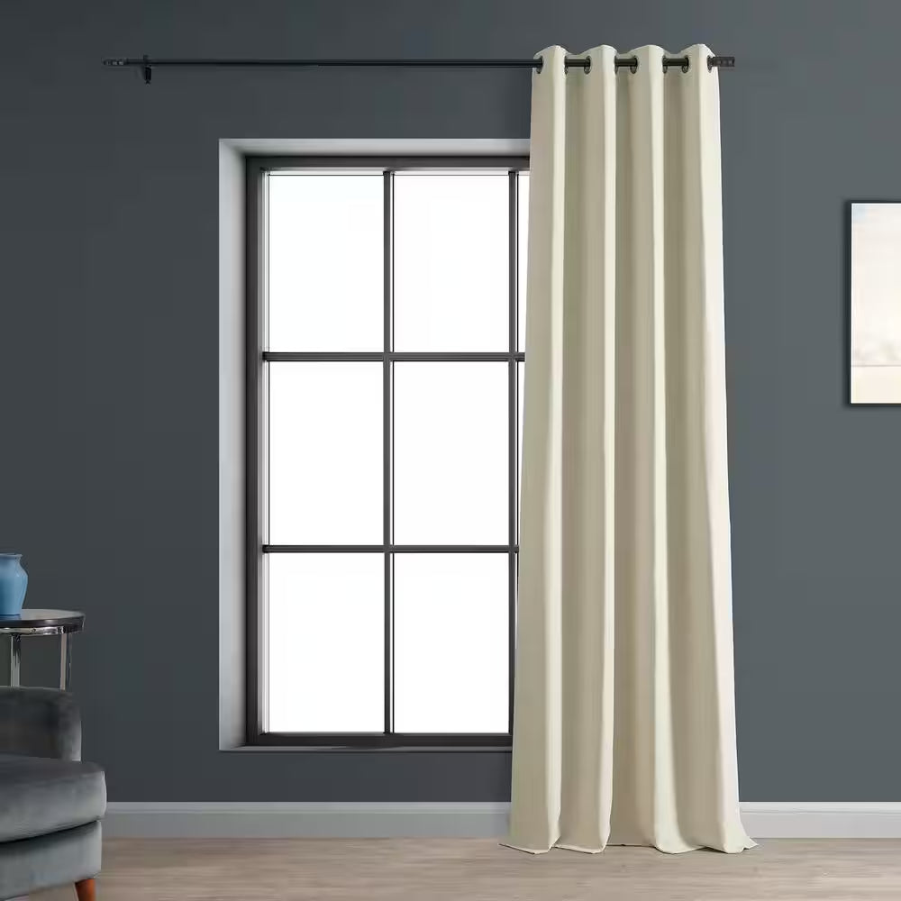 Oat Cream Grommet Bellino Textured Faux Linen Room Darkening Curtains for Bedroom (1-Panel), 50 In. W X 108 In. L