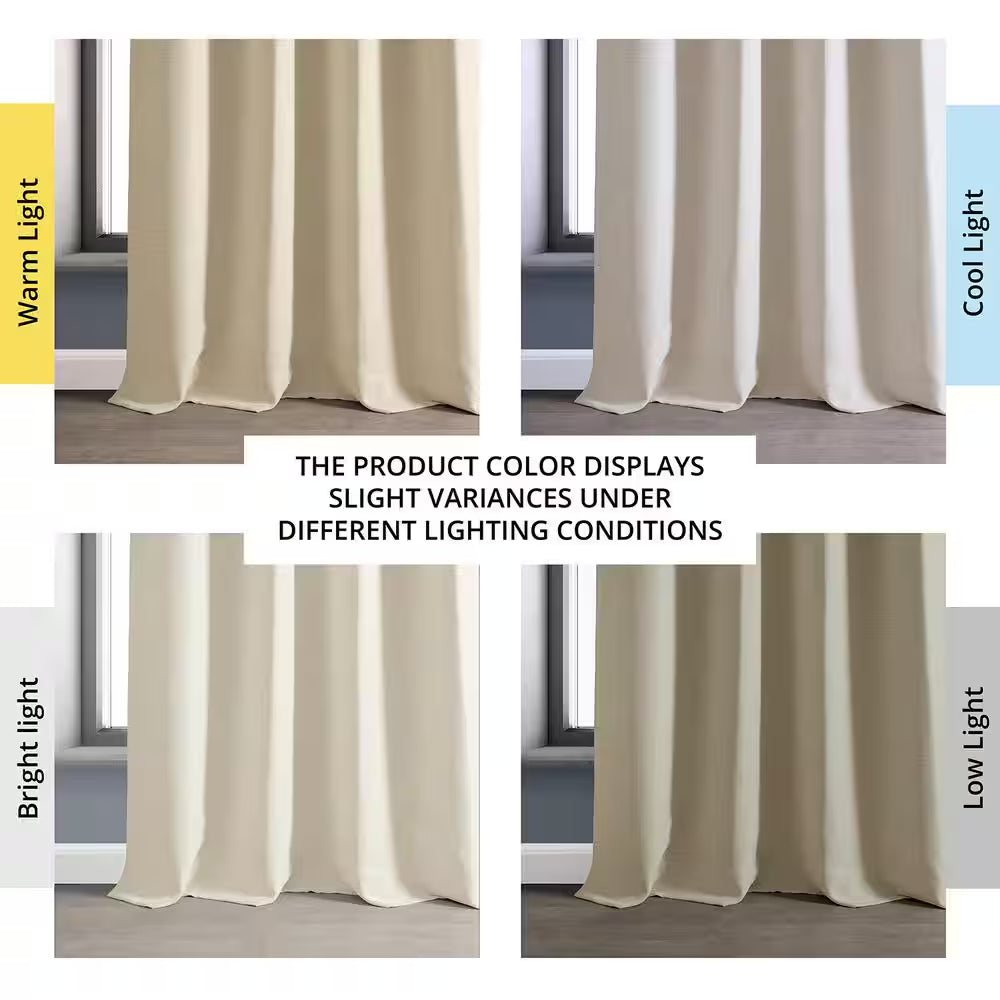 Oat Cream Grommet Bellino Textured Faux Linen Room Darkening Curtains for Bedroom (1-Panel), 50 In. W X 108 In. L