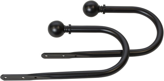 Set of 2 Decorative Black Ball End Window Curtain Holdbacks for Draperies