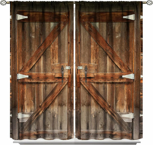 Rustic Wooden Vintage Wood Curtain Farmhouse Wooden Curtain Country Barn Door for Living Room Bedroom Window Decor 85X85Inch(214X214Cm)