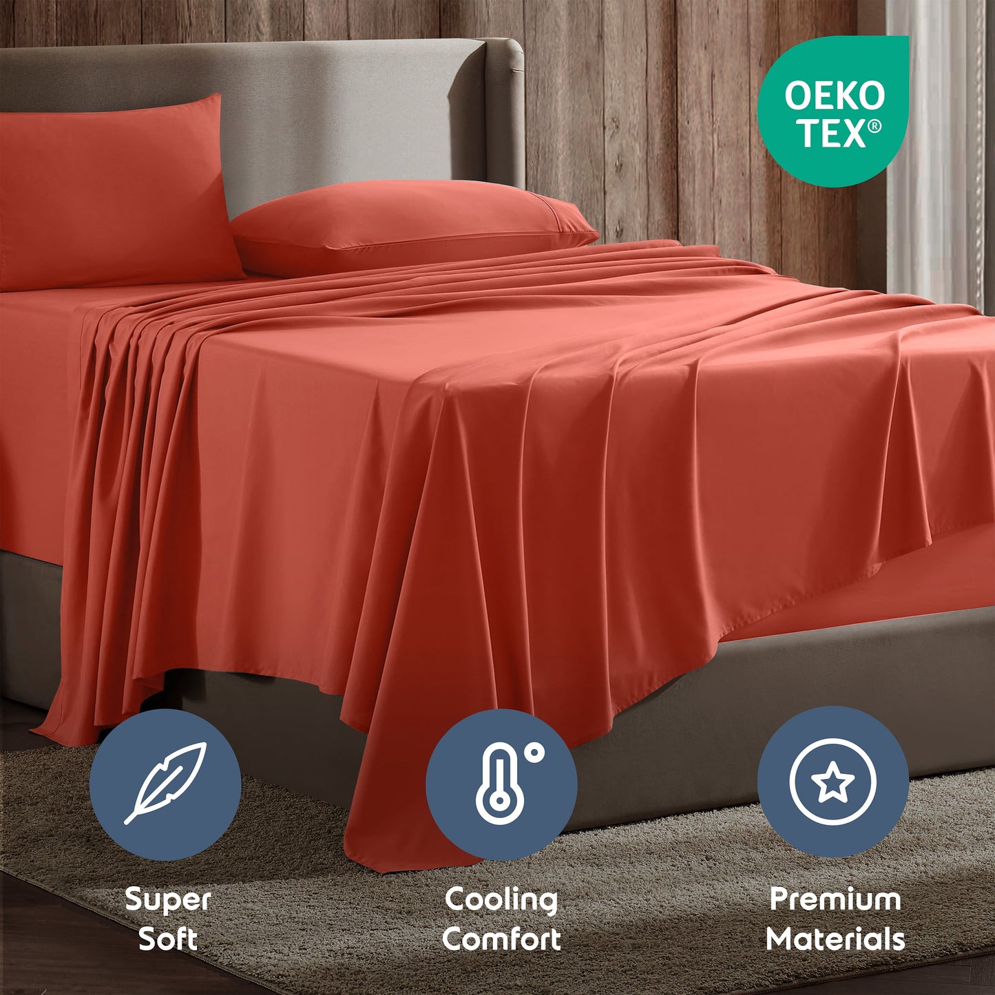 Twin Sheets Set, 1800 Series Extra Deep Pocket Twin Sheet Soft Microfiber 4 Piece Twin Bed Sheets