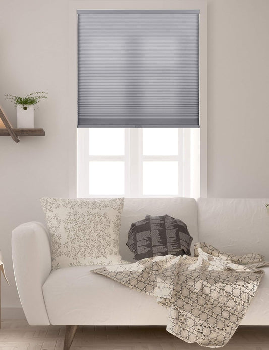 Single Cell Light Filtering Cordless Cellular Shades, Color: Grey, Size: 24" W X 48" H