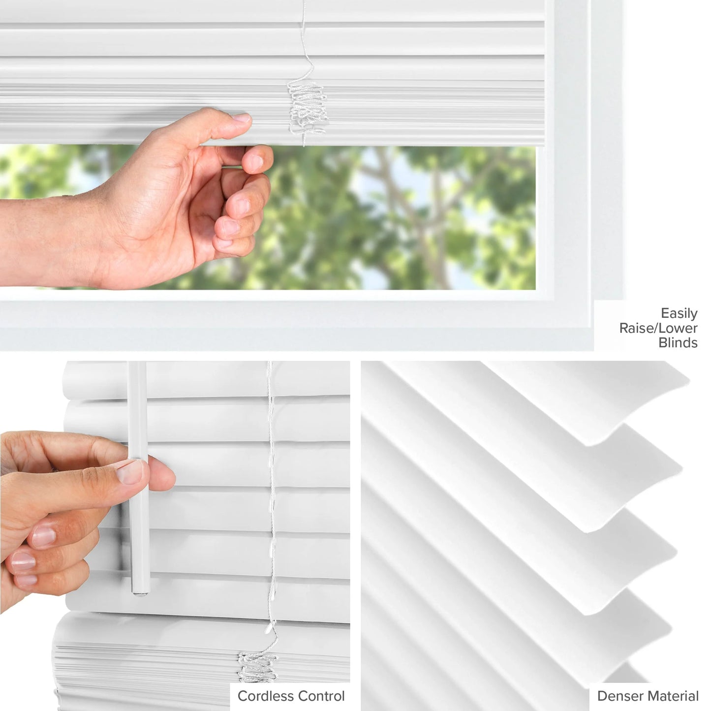 Cordless 1" Vinyl Mini Window Blinds Midnight White Blackout 81.5"W X 84"H