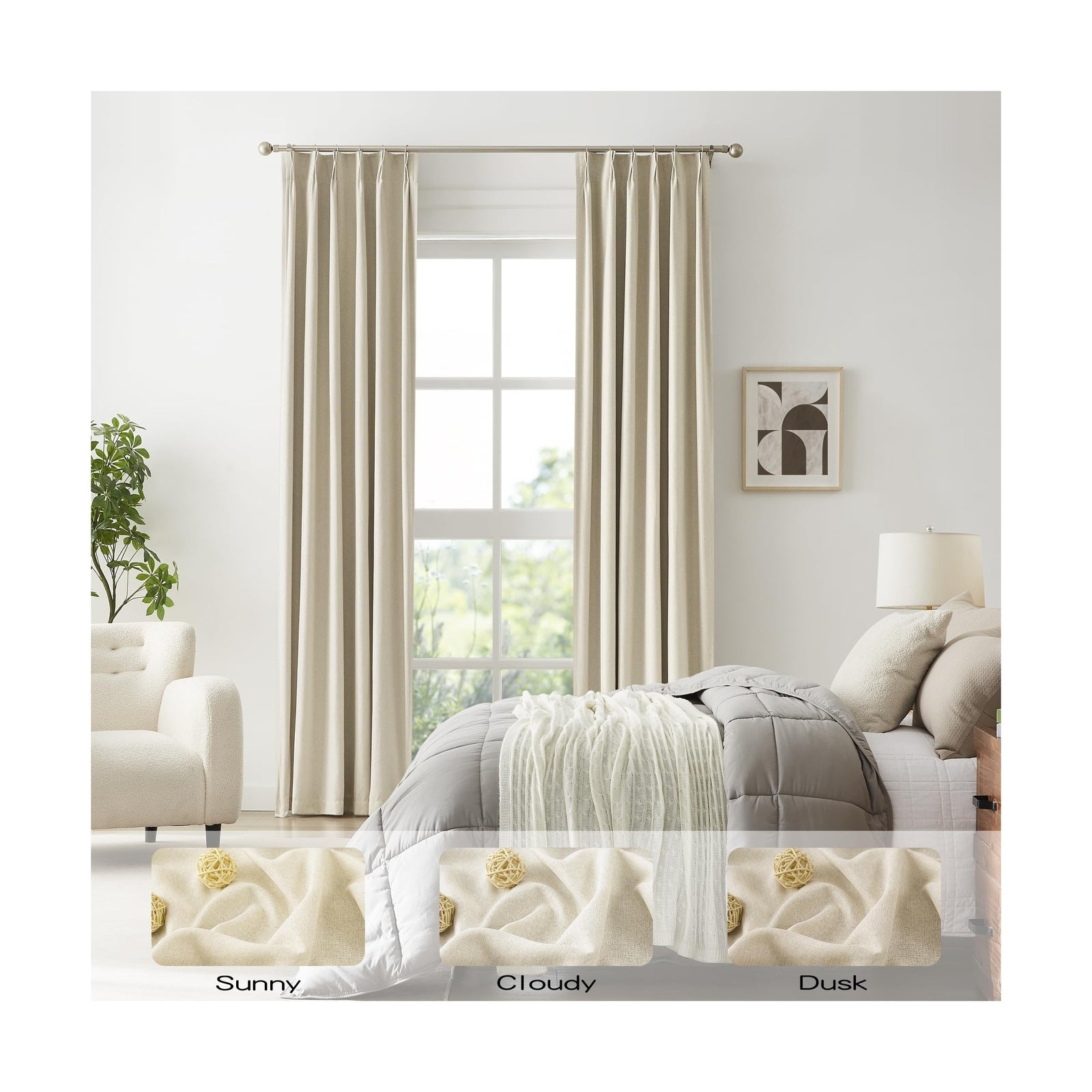 Exra Long Blackout Curtains for Large Window 144 Inch 12Ft, Back Tab Pleated ...
