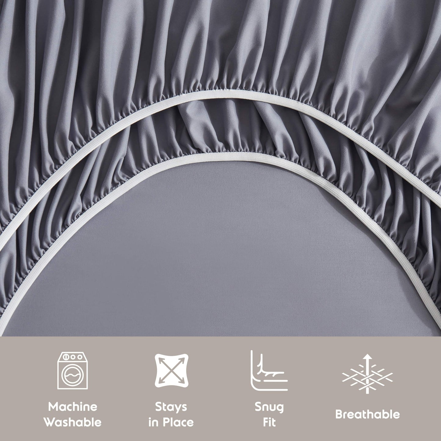 Queen Sheets Set, 1800 Series 4 Piece Deep Pocket Sheets, 100% Soft Microfiber Bed Sheets Set, Gray