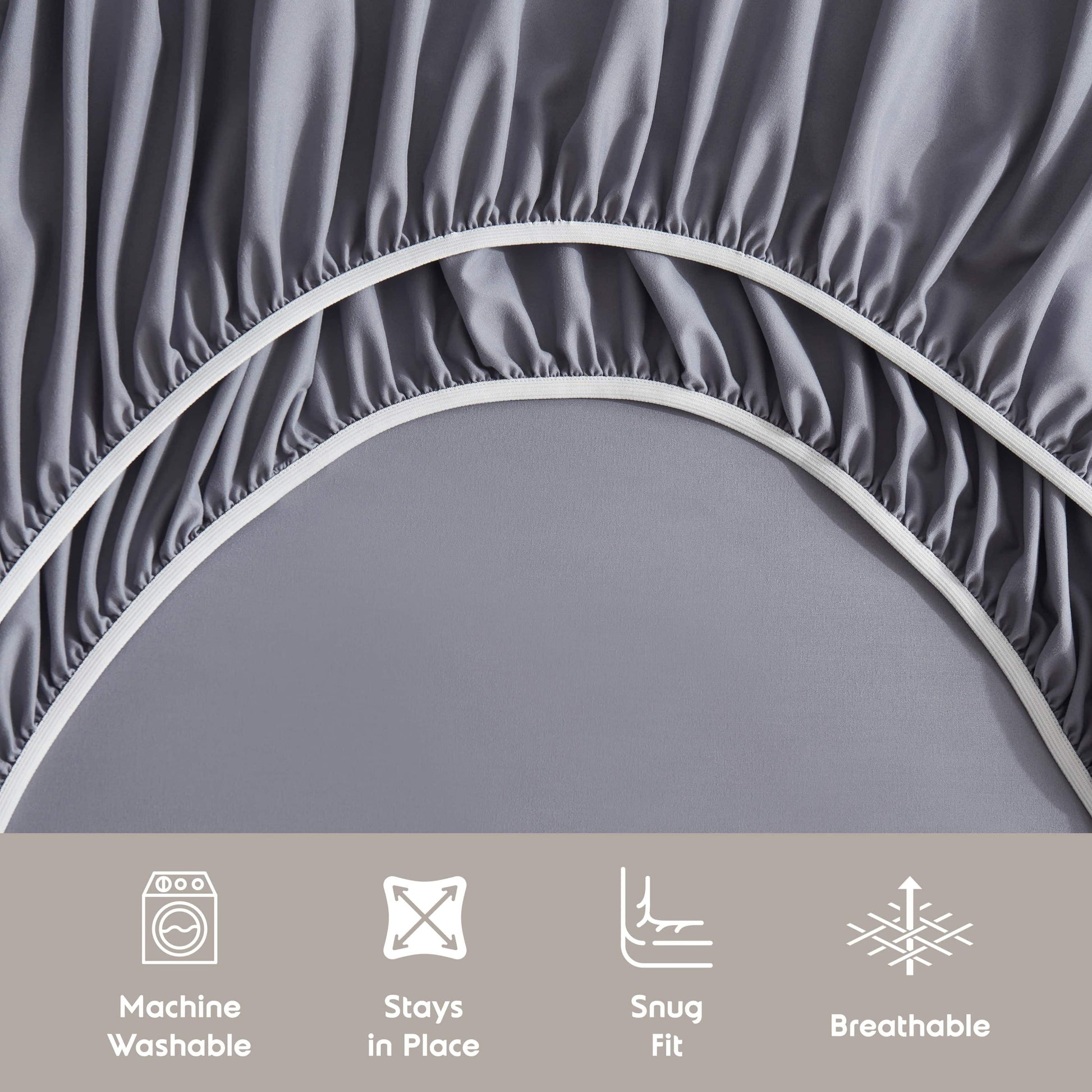 Queen Sheets Set, 1800 Series 4 Piece Deep Pocket Sheets, 100% Soft Microfiber Bed Sheets Set, Gray