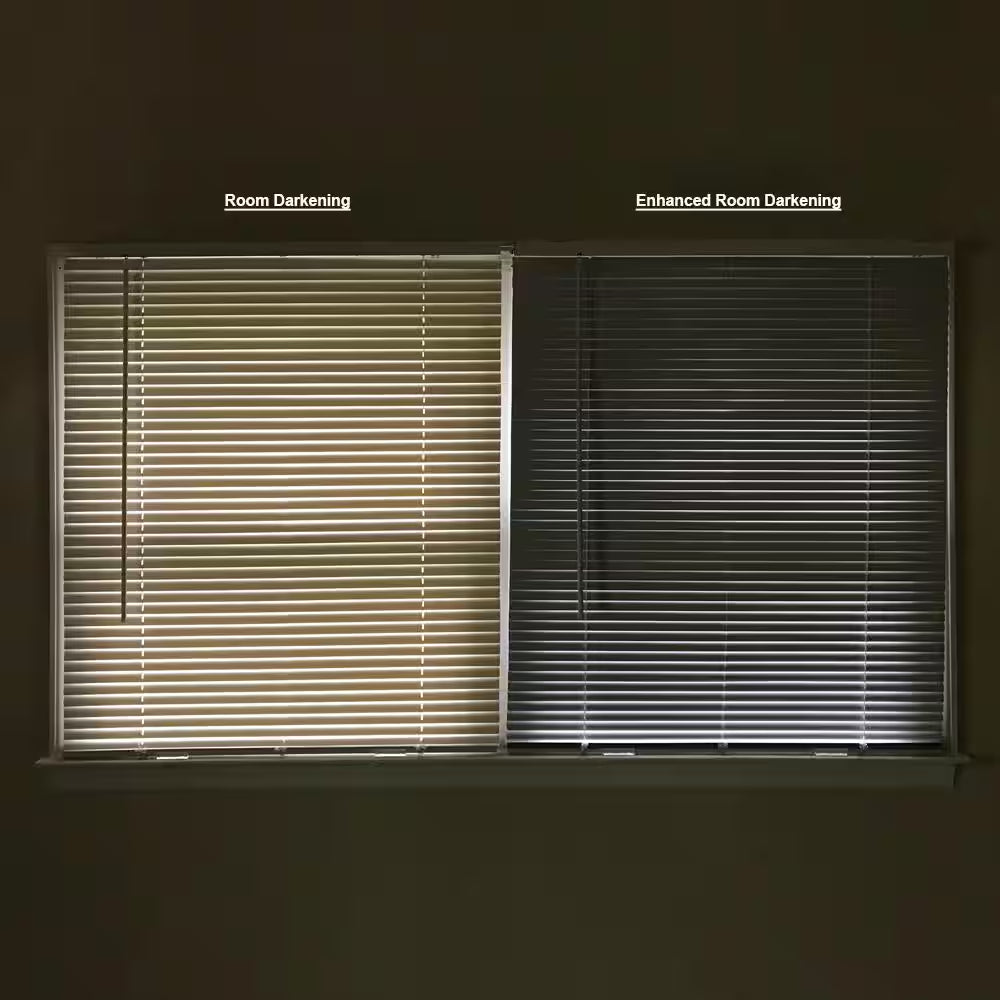 White Cordless Enhanced Room Darkening Vinyl Blinds with 1 In. Slat - 31 In. W X 72 In. L (Actual 30.5 In. W X 72 In. L)