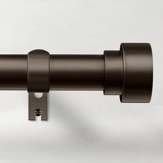 Curtain Rods for Windows 32 to 45, 1 Inch Diameter Adjustable Heavy Duty Long Window Curtain Rod, Outdoor Modern Style Drapery Rods with Simple End Caps, Size 32" - 45", Antique Bronze