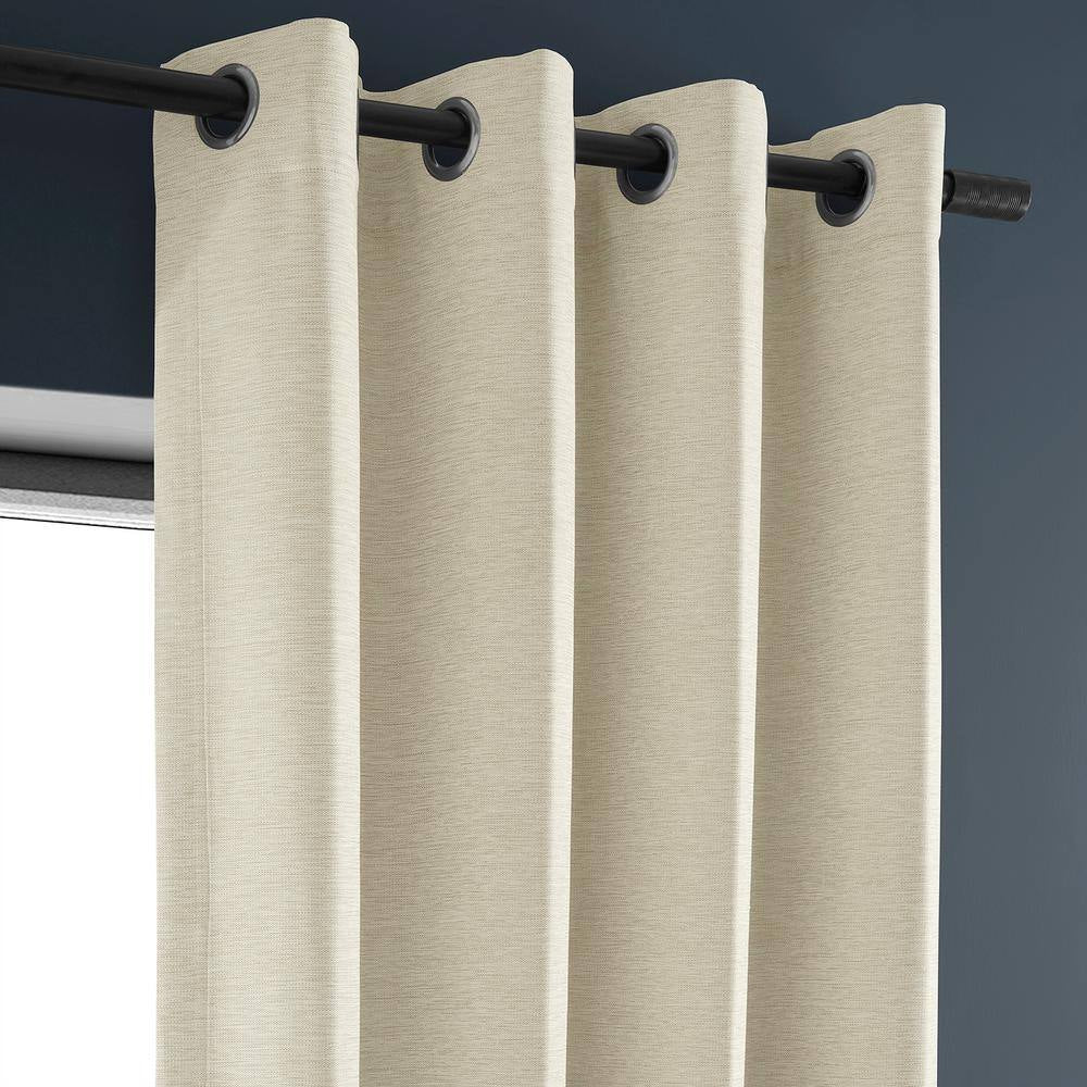 Oat Cream Grommet Bellino Textured Faux Linen Room Darkening Curtains for Bedroom (1-Panel), 50 In. W X 108 In. L