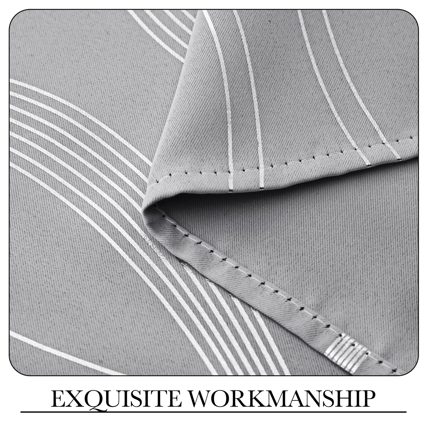 Thermal Insulated Window Blackout Curtains with Wave Vine Printed, Silver Grey, 52X63 Inch
